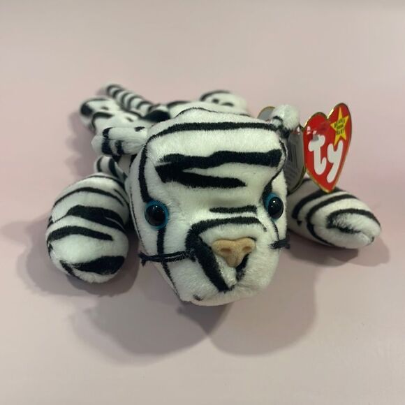 1996 Vintage Ty Beanie Baby Blizzard the White Tiger Excellent Condition 9” NWT - Picture 7 of 12